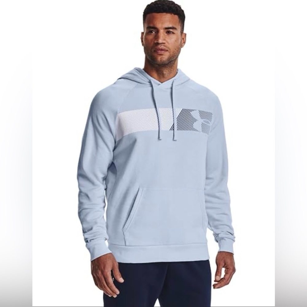 NWT Under Armour Size S Men's Light Blue Rival Fleece Hoodie